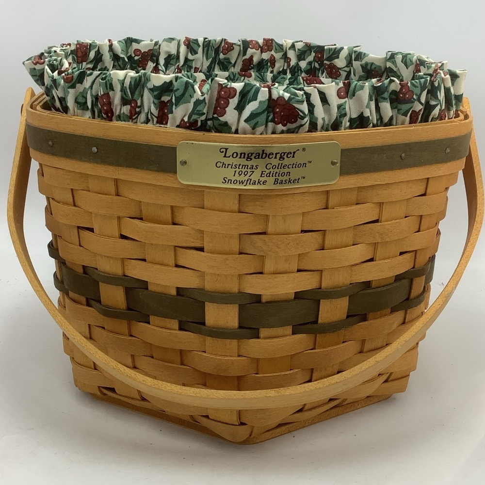 Vintage Longaberger 1997 Christmas Collection Snowflake  Basket with Liners